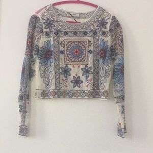 Zara embroidered beaded crop top M NWT